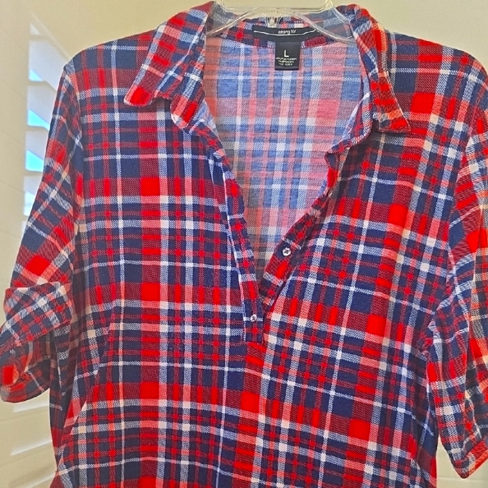 Plaid Red and Blue Women's Shirt